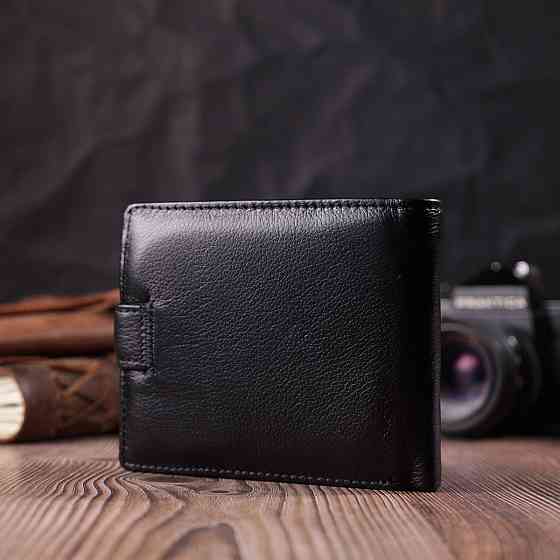 Гаманець чоловічий середнього розміру з натуральної шкіри ST Leather 22473 Чорний Київ