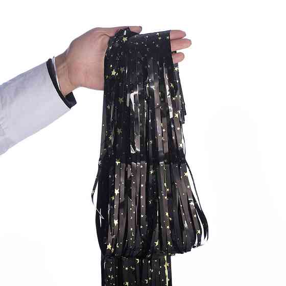 Дощик для фотозони з принтом зірочок 2 м на 1 м чорно-золотистий Київ