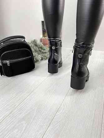 Жіночі черевики Б02-3516 чорні натуральна шкіра висота 13 см підошва 3 см (1132) Коломыя