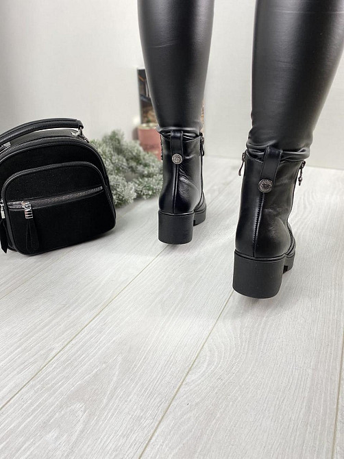 Жіночі черевики Б02-3516 чорні натуральна шкіра висота 13 см підошва 3 см (1132) Коломыя - изображение 6
