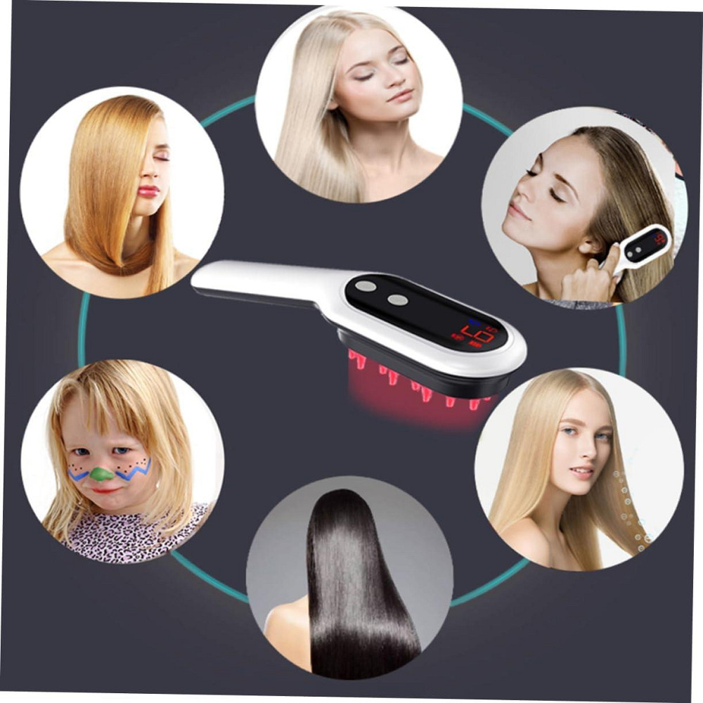 Електрична масажна гребінець DOITOOL для росту волосся, з вібрацією та масажем шкіри голови, біла Київ - фото 7