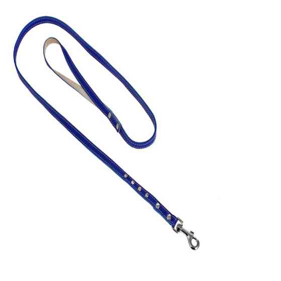 7895 Повідець 10мм "ПЕРЛАМУТР" шкіряний подвійний 2-х лицьовій прикрашений стразами Синій Вінниця