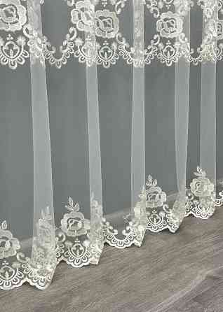 Тюль фатин с вышивкой цвет кремовый 1849т Киев