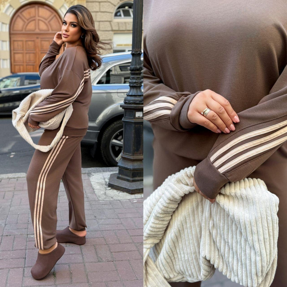 Жіночий стильний прогулянковий костюм двонитка Шоколад, 56/58 Одеса - фото 8