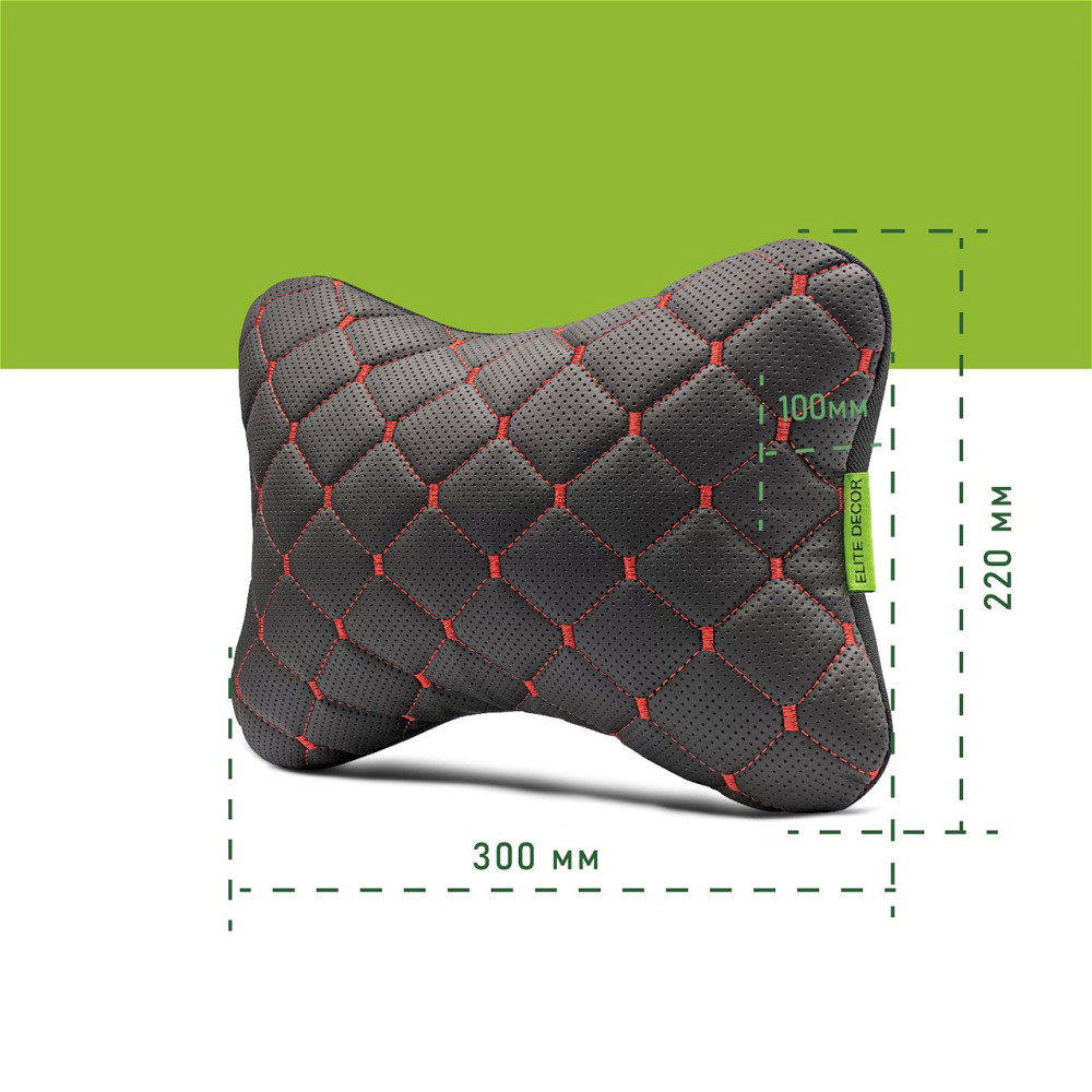 Автомобільний підголівник Comfort Trip AMF 003-2 300x220x100 з екошкіри червоний Дніпро - фото 4