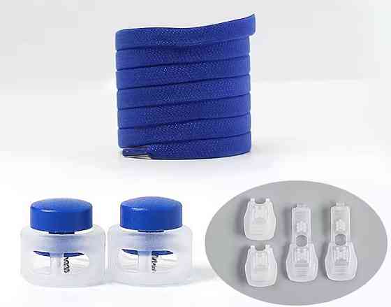 Шнурки еластичні без зав'язок з пластиковими фіксаторами Синій Смела