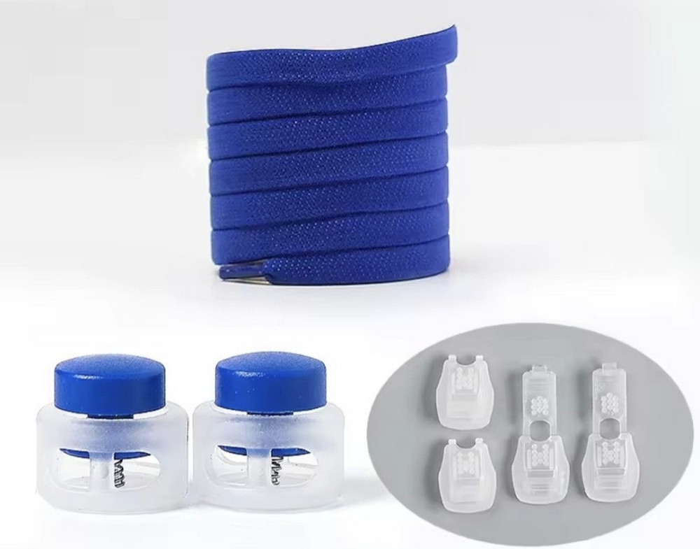 Шнурки еластичні без зав'язок з пластиковими фіксаторами Синій Смела - изображение 2