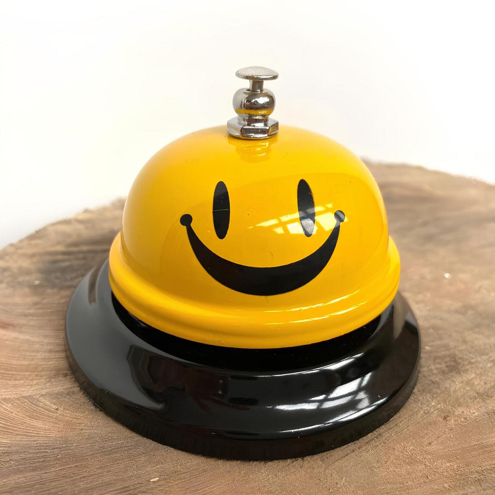 Настільний дзвінок у формі смайлика — дзвоник для офіціанта, готелю, офісу чи дому, металевий дзвін із яскравим дизайном для Київ - фото 2