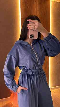 Жіночий стильний повсякденний комбінезон велюр плюш Джинс, 42/44 Одеса