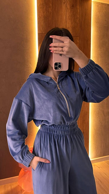 Жіночий стильний повсякденний комбінезон велюр плюш Джинс, 42/44 Одеса - фото 5