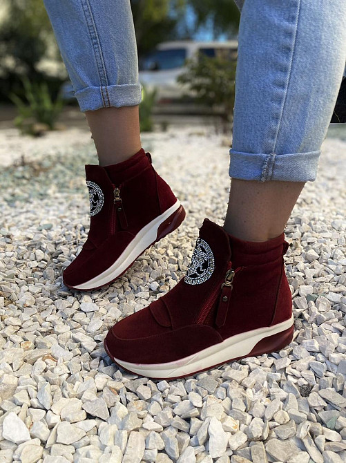 Черевики жіночі VEAGIA бордові еко-замша высота 12см подошва 3см ( -3) Коломыя - изображение 9