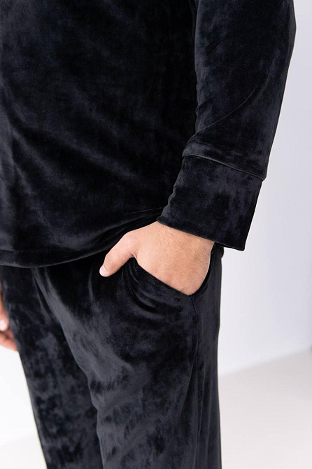 Піжама чоловіча велюрова на ґудзиках Чорний L Харків - фото 7
