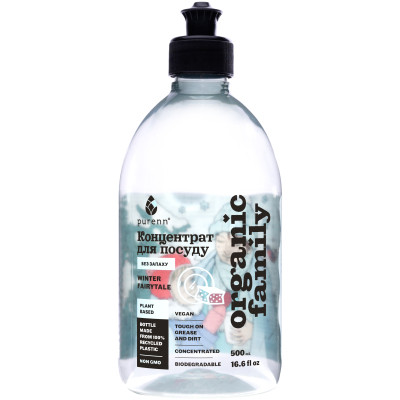 Средство для ручного мытья посуды Purenn Organic Family Winter Fairytale Sensitive неароматизированное с Яблоком и Зеленым чаем 500 мл (4751024881392) Винница - изображение 1