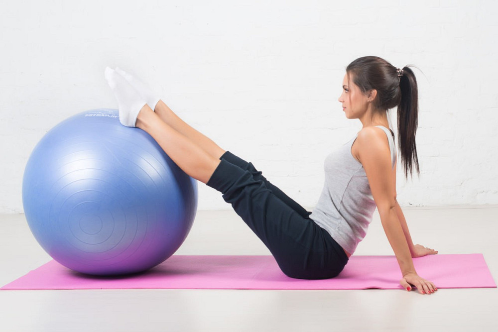 М'яч для фітнесу (фітбол) PowerPlay 4001 Ø65 cm Gymball Синій + помпа Кам'янське - фото 8