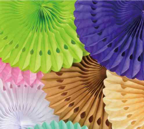 Веер бумажный для декора 25 см голубой Киев