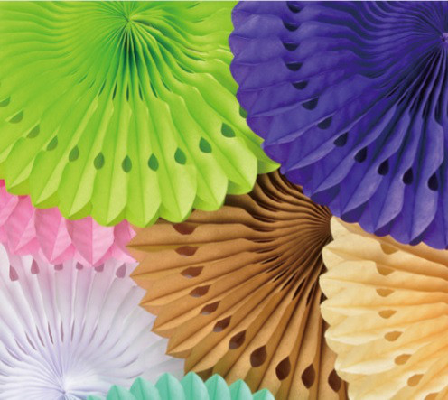 Веер бумажный для декора 25 см голубой Киев - изображение 3