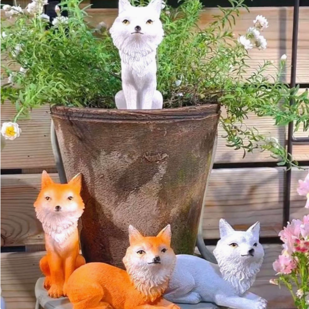 Фігурка Лисичка 11 х 7 см Помаранчева з полістоуну для вазону, флораріуму. міні-саду Білий Одеса - фото 6