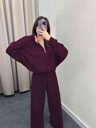 Жіночий костюм-двійка з широкими штанами Бордовий 46/48 Харків