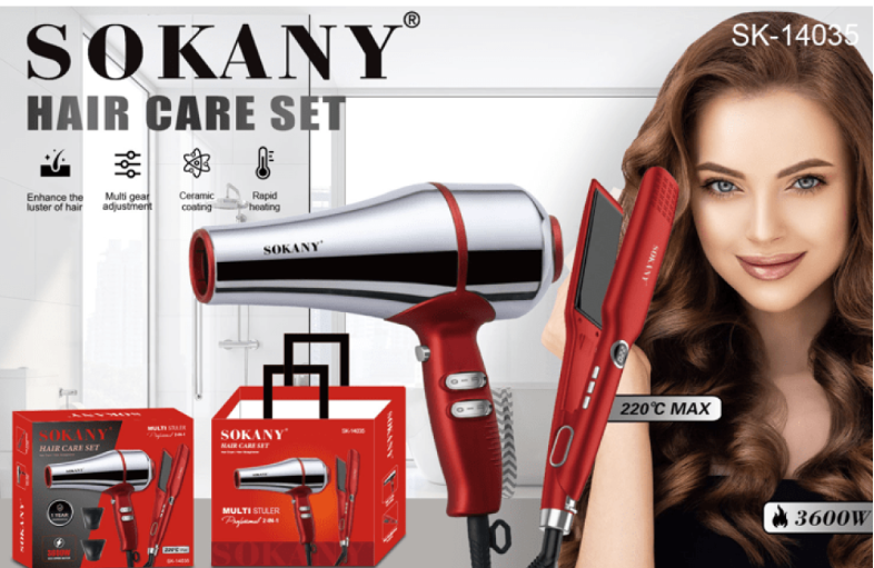 Набір для укладання волосся SK-14035: фен та випрямляч, керамічне покриття, захист від перегріву. Одеса - фото 1