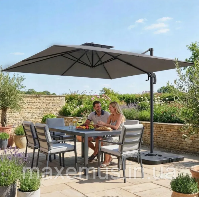 Садовый зонт консольный с наклоном Bonro B0 1 9 3х3 м Серый (от солнца для террасы) Мостиска - изображение 18