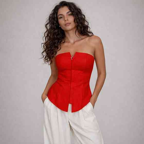 Жіночий базовий корсет турецька костюмка Червоний, 46 Одеса