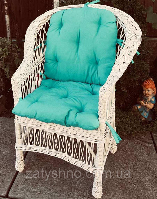 Крісло плетене з блакитною накидкою Київ - фото 9