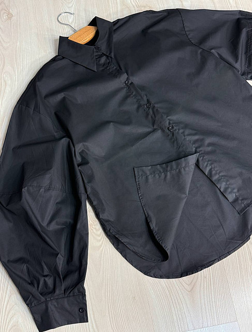 Сорочка жіноча Lan Lan 7503 оверсайз широка довга з пишним рукавом, чорний, one size Київ - фото 5