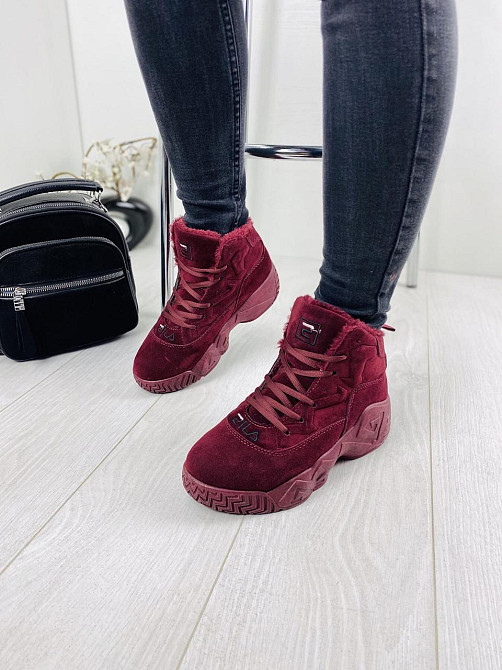 Жіночі черевики VINTAGE бордові еко-замша з утеплителем 36р. ( -2) Коломия - фото 7