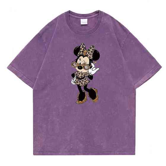 Футболка вініж оверсайз з принтом Бузковий Мінні Харків