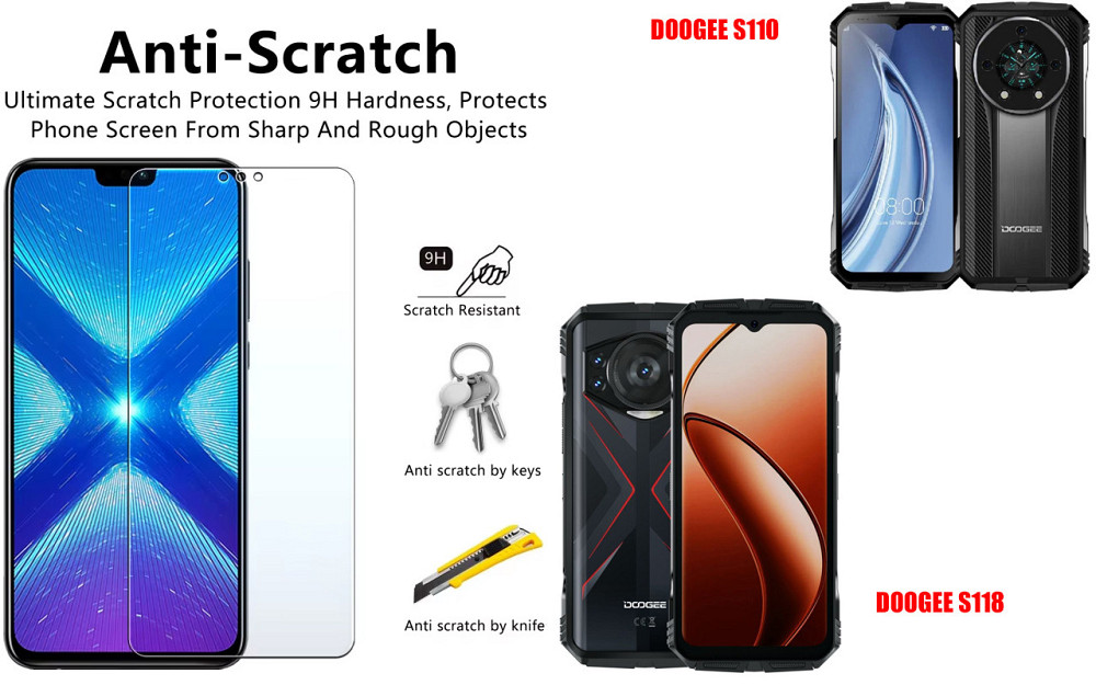 Захисне скло NeoGlass для DOOGEE S110, DOOGEE S118 – надпрозоре та стійке Київ - фото 1