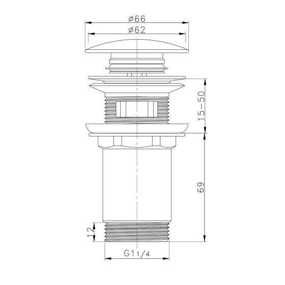 Донный клапан для раковины Koer PW-07-03 1 1/4'' с переливом автоматический СLICK-СLACK (Цвет белый) (KR5783) Киев