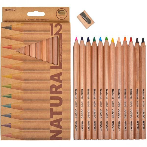 Олівці кольорові "Marco" "Natural-Cedarlite" Jumbo 12кол. 6400-12СВ шестигранні з точилкою, шт Київ - фото 1
