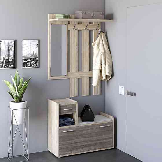 Прихожая Эверест Тандем с вешалкой и тумбой (левая) для обуви сонома + трюфель (DTM-2200) Днепр