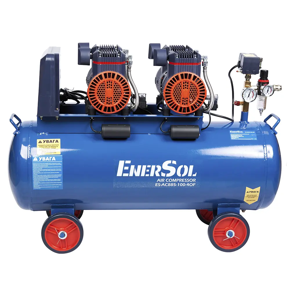 Мощный компрессор воздушный безмасляный EnerSol ES-AC885-100-4OF: ресивера 100 л, 3.36 кВт, 8 бар, вес 46.5кг Киев - изображение 1