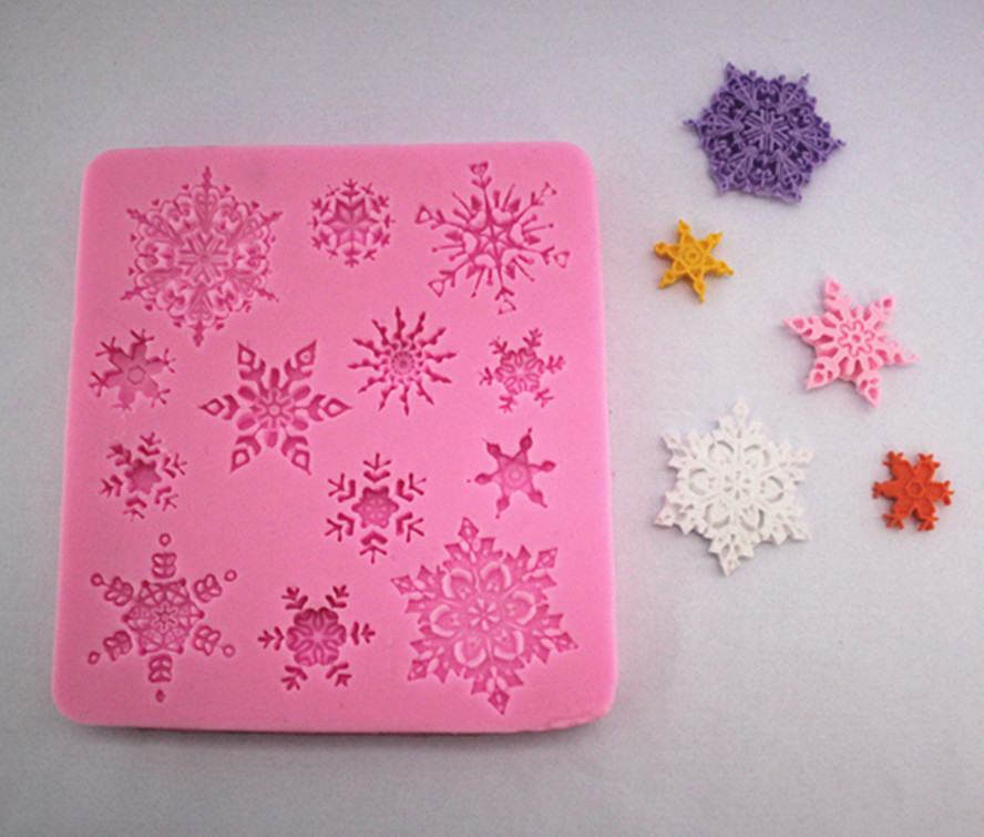 Молд силиконовый Снежинки 83 на 90 мм розовый Киев - изображение 3