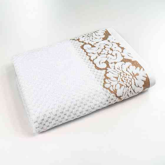 Комплект махровых полотенец 3шт 40x70см, 50x90см, 70x140см Damask Премиум качества Жаккардовое с велюром (Белый) Сумы