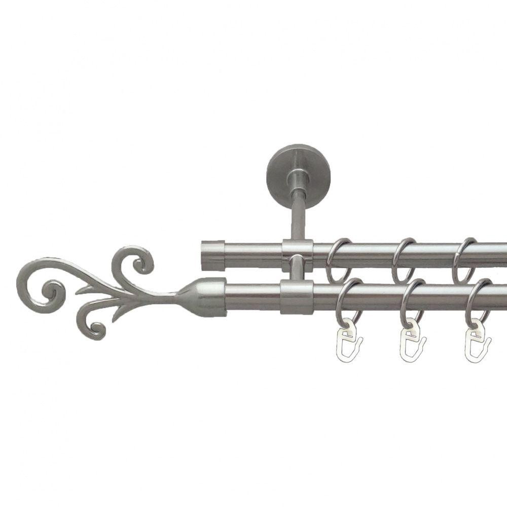 Карниз Orvit Фала металевий дворядний закритий гладка труба кільце металеве Нержавіюча Сталь 16\16 мм 240 см (5503245) Львів - фото 1