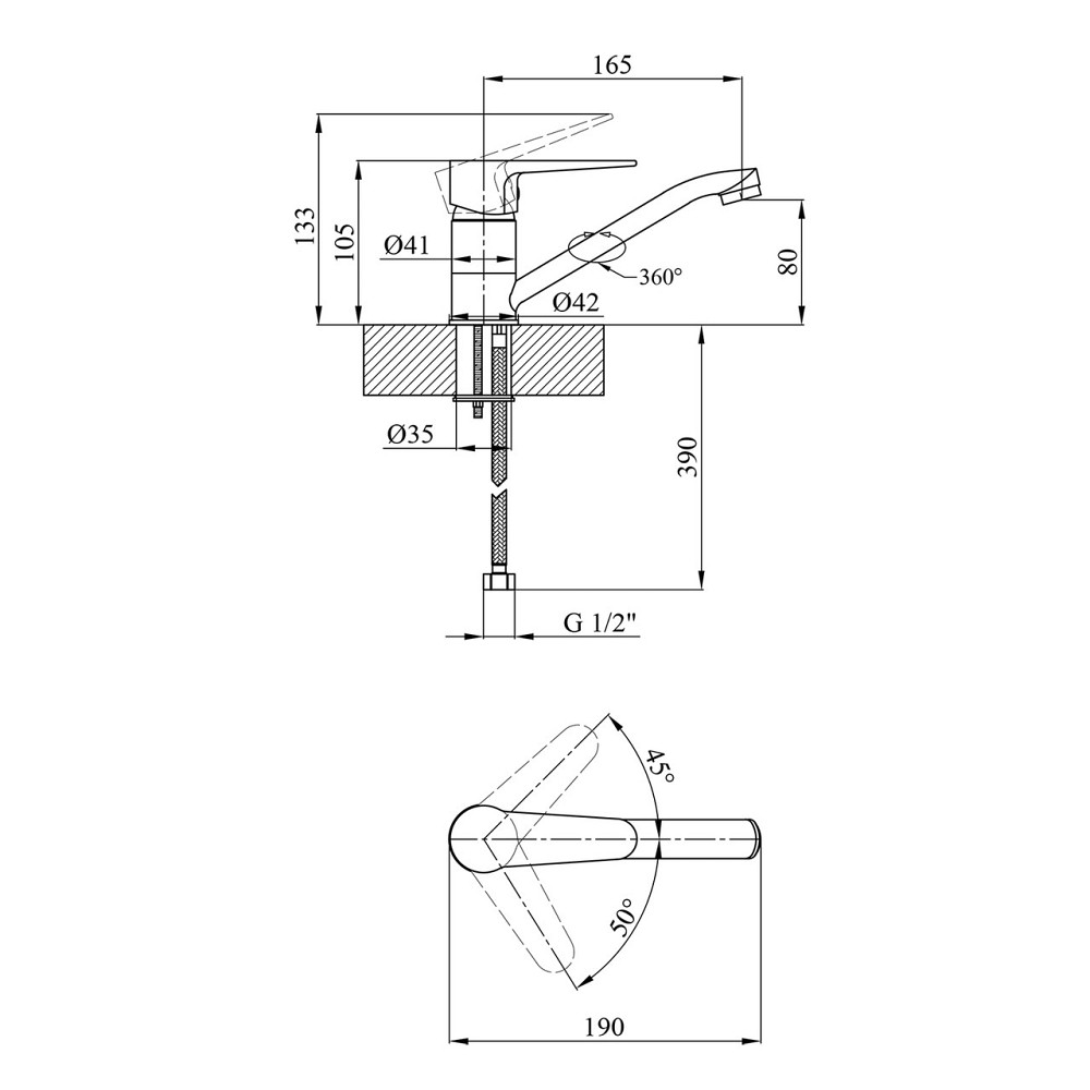 Змішувач для раковини Kroner KRM Elbe - C012 Київ - фото 2