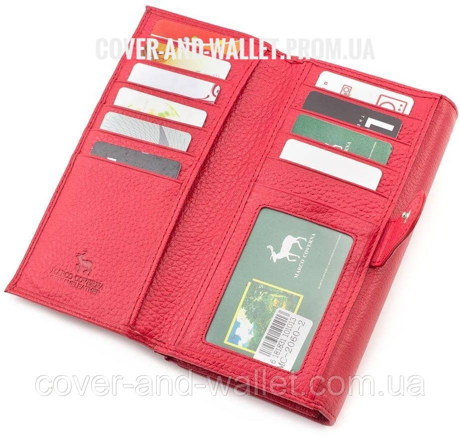 Красный женский кошелёк с визитницей из натуральной кожи Marco Coverna 2060 Киев - изображение 8