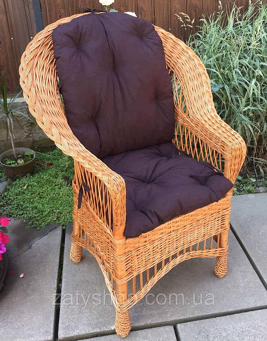 Кресло плетеное на подарок | кресло ручной работы  с накидкой | шоколадное кресло с подушкой Киев - изображение 2