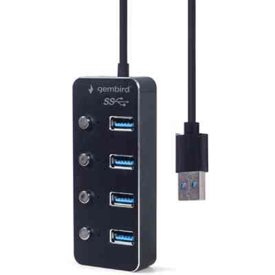 Концентратор Gembird USB 3.0 4 ports switch black (UHB-U3P4P-01) Вінниця