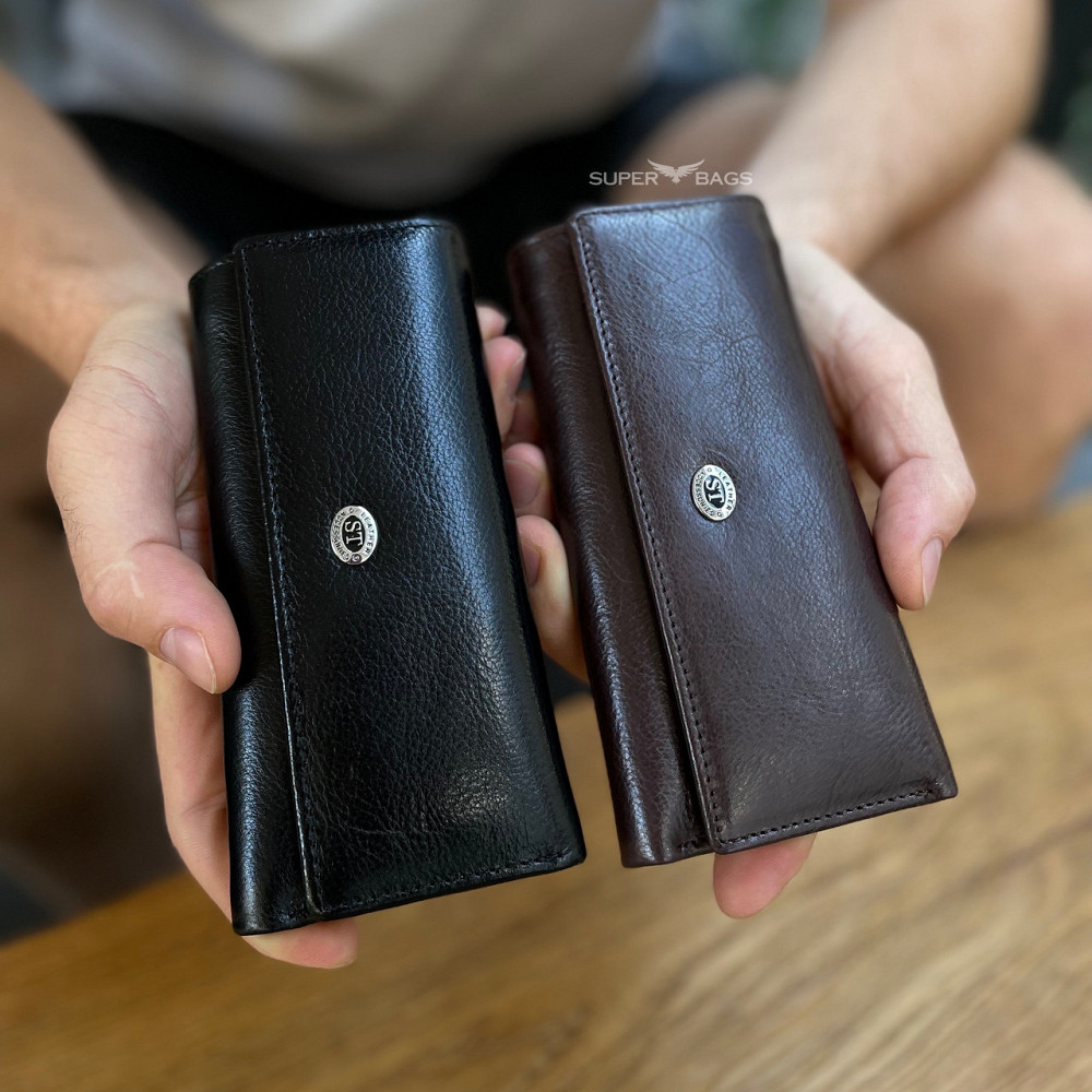 Черная ключница из натуральной кожи с отделением для денег ST Leather B416 Киев - изображение 6