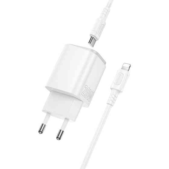 Мережевий зарядний пристрій з кабелем BOROFONE BAS83A Star PD20W+QC3.0 charger set (C to iP) (EU) White Одеса
