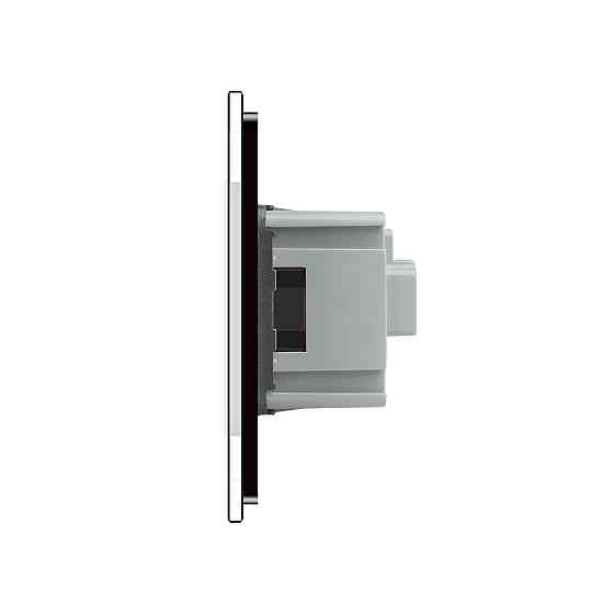 LIVOLO Електрична розетка з заземленням LIVOLO, чорна з білою вставкою, шторки, скло, 250В 16А Коломия