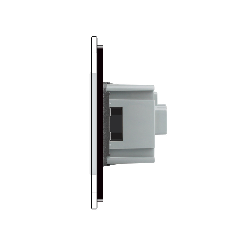 LIVOLO Електрична розетка з заземленням LIVOLO, чорна з білою вставкою, шторки, скло, 250В 16А Коломия - фото 6