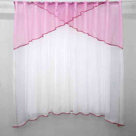Кухонная занавеска VR-Textil № 00к белый с розовым 270х170 см (59-846) Киев