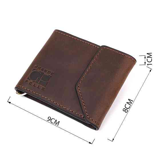 Затискач для грошей вінтажний Коричневий (GRANDE PELLE) Київ