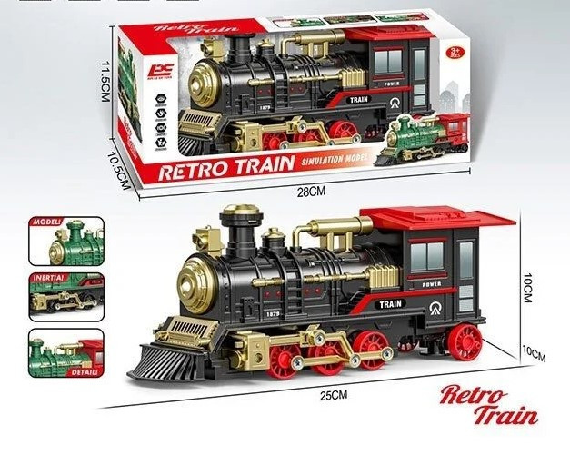 Потяг ігровий Retro Train 25х10х10 см локомотив іннерція рухомі елементи в коробці (801 B) Чернигов - изображение 1