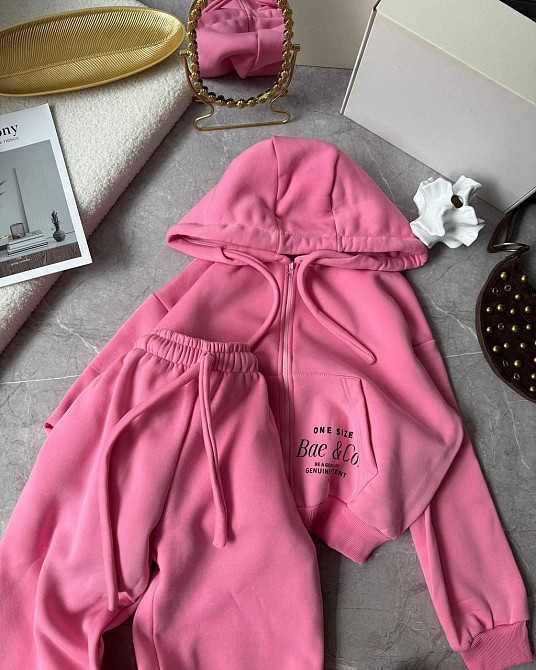 Жіночий теплий костюм із худі та джогерів у спортивному стилі тринитка на флісі 46/48 Одеса - фото 4