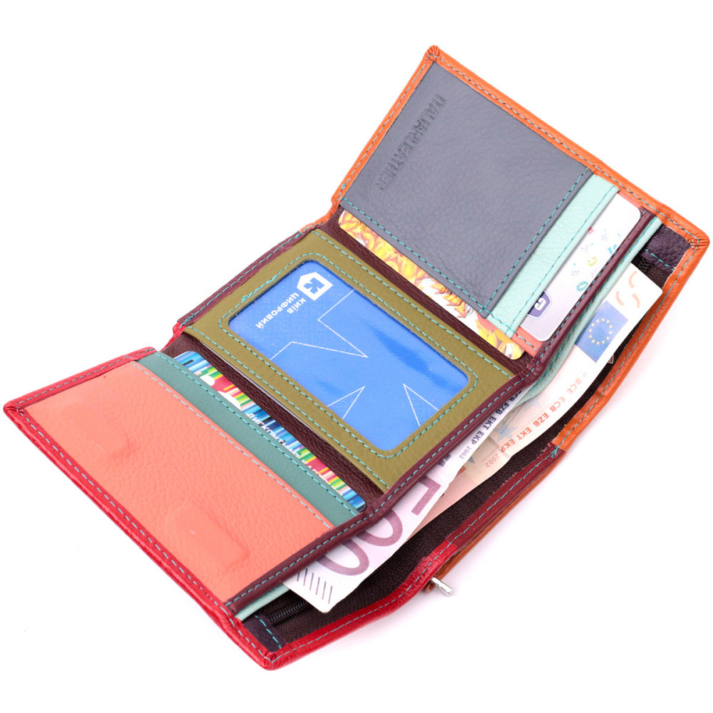 Стильний жіночий гаманець із якісної натуральної шкіри ST Leather 19460 Різнокольоровий Київ - фото 4